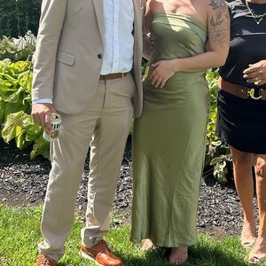 Realtix Olive Green Strapless Dress